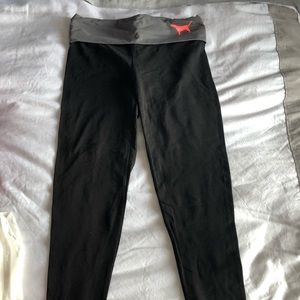 Pink long black leggings